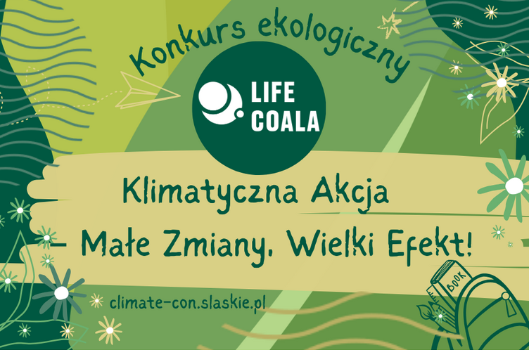 Plakat promocyjny: Konkurs "Klimatyczna Akcja – Małe Zmiany, Wielki Efekt!"