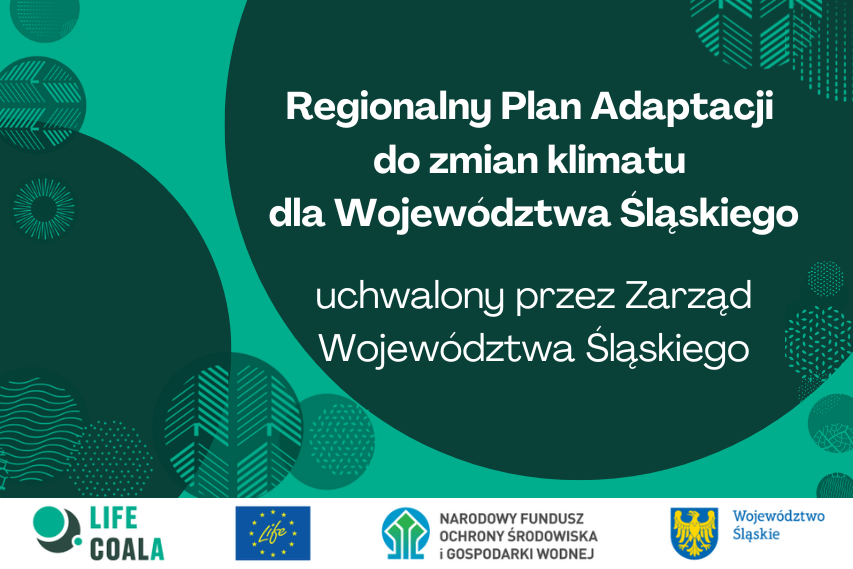 Plakat informujący o przyjęciu Regionalnego Planu Adaptacji do zmian klimatu