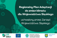 Plakat informujący o przyjęciu Regionalnego Planu Adaptacji do zmian klimatu