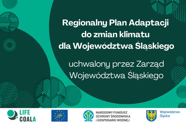 Plakat informujący o przyjęciu Regionalnego Planu Adaptacji do zmian klimatu