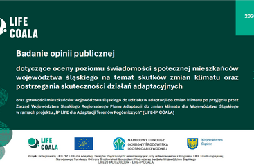 Ulotka promocyjna dot. badania opinii publicznej w ramach projektu LIFE „IP LIFE dla Adaptacji Terenów Pogórniczych” (LIFE-IP COALA).